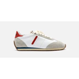 Re/Done White and Gray Sneakers with Red Accents